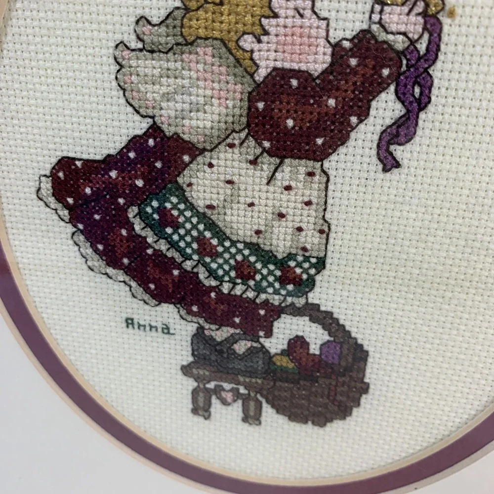 Completed Finished Counted Cross Stitch CHRISTMAS ANGEL NEEDLEPOINT Framed 13x15
